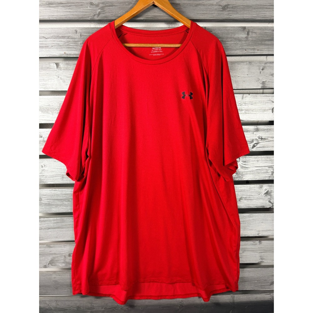 Under Armour Mens Tech Tee Red Short Sleeve Athletic T Shirt 5XLT 5XL Tall